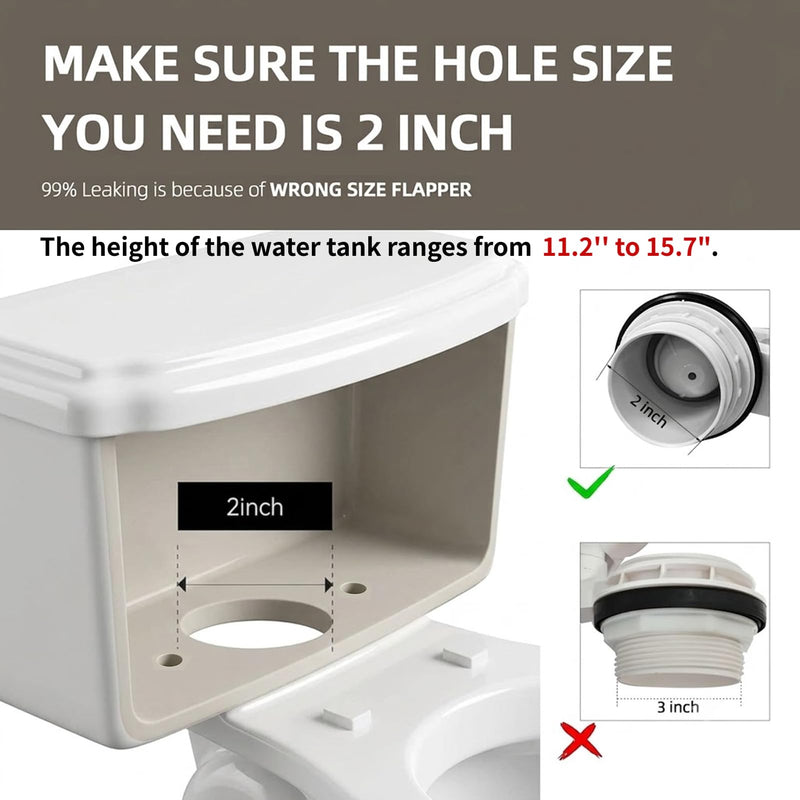 2-Inch Toilet Flush Valve Repair Kit for 2-Piece Tank | Universal 2 inch toilet flapper | Complete toilet repair kit | Heavy duty toilet parts inside tank | Leak-proof seal