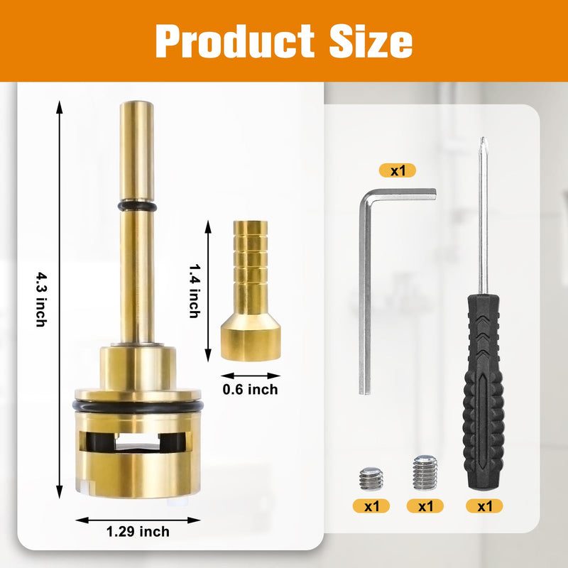 RP51918 3 Setting Diverter Cartridge Replacement Kit Compatible With R11000 R22000 Faucet Valve, 3 Way Shower Diverter Valve, No Leakage Brass Construction