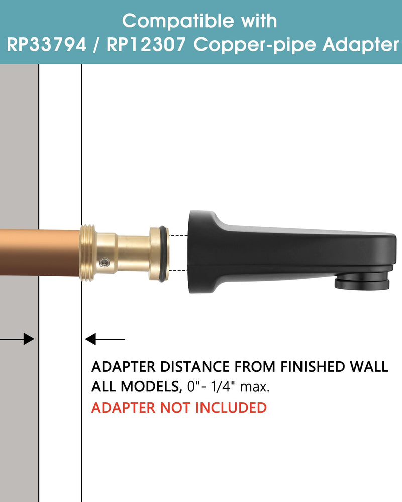 Metal Pull Down Bathtub Spout with Diverter, 5-1/4" Length, Repair Part Tub Spout, Rebuilt with RP33794& RP12307, Matte Black