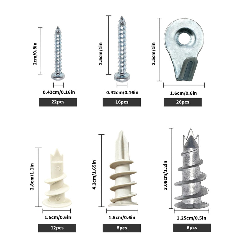 Drywall Anchors Hanging Kit 90PCS, Sheetrock Anchors Kit, Drywall Anchors Heavy Duty, No Drill Hole Required These Dry Wall Screws and Anchors