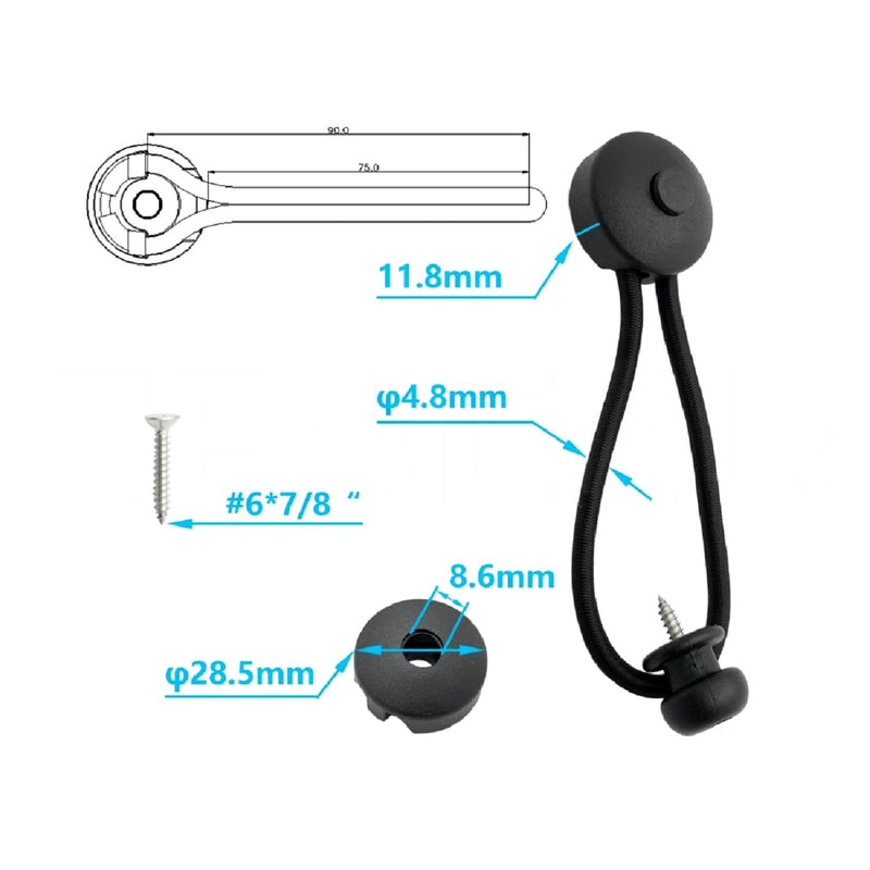 12x Bungee Shock Cord Clip with Knobs, Pull Tie Down Tarp Canvas Knobs for Marine Boat Yacht Truck Car RV Camping Tents Cargo Pool Awning Covers