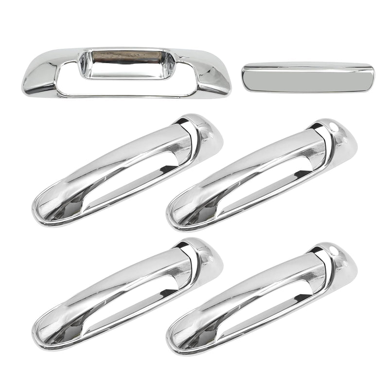 Anxingo 4 Pcs Car Door Handles and 1 Pcs Rear Tailgate Handle Cover Trims, Replacement for Dodge Ram 1500 Pickup 2002-2008, 2500 HD 3500 HD Pickup 2003-2009