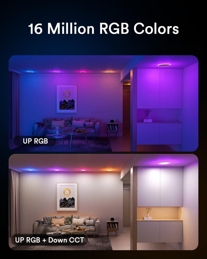 Lumary Smart Recessed Lighting Pro 4 Inch with RGB/Night Ring, 780LM 1Pack | Supports Lumary Dimmer Switch, BT Remote Control, Work with Alexa & Google Assistant, ETL, for Living Room, Bedroom, Kitchen White 4Inch 1 Pack