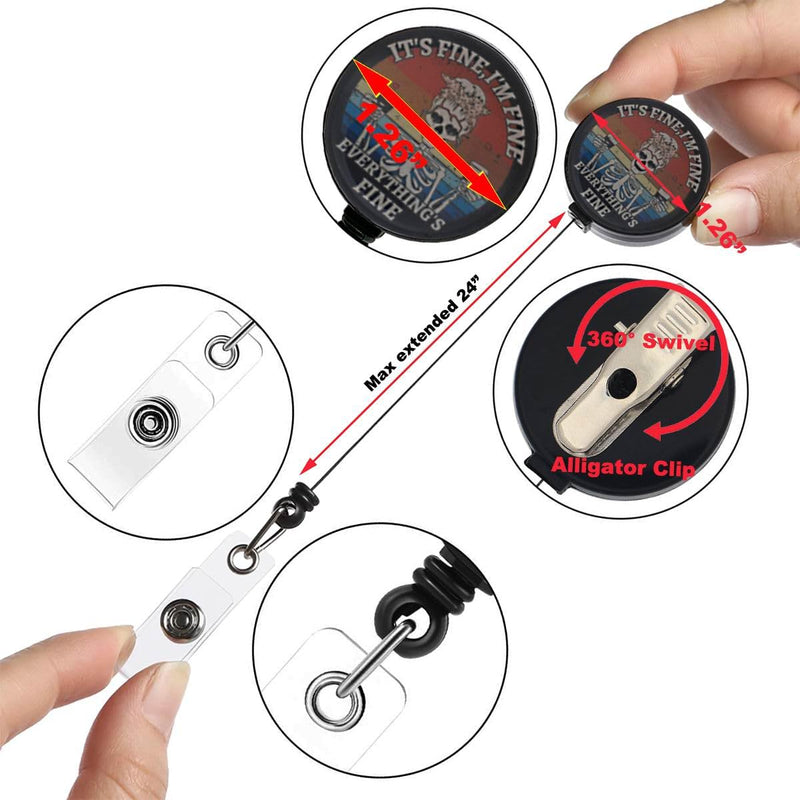 Stethoscope ID Tag Stethoscope Label Charm, Name tag, Medic, Nurse, Doctor, Vet, EMT Come with 1 Retaractable Badge Reel (Skull Fine) Skull Fine