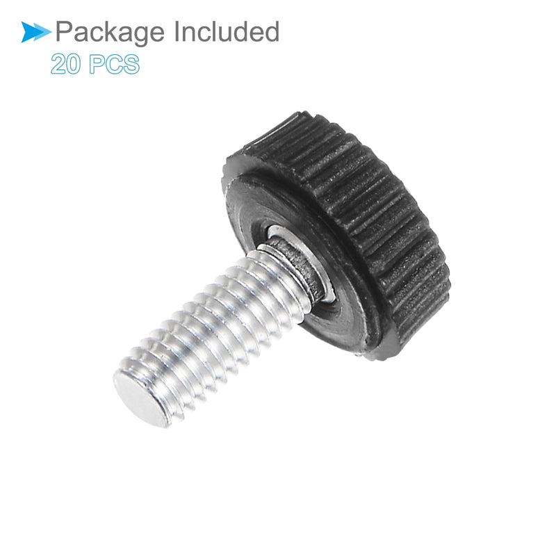 Thumb Screw Knurled Knobs, M5 x 12mm Male Thread, Black Round Head Clamping Screw Threaded Stud Hand Knobs Grip, (Applications: for Machinery Lathes), 20-Pieces