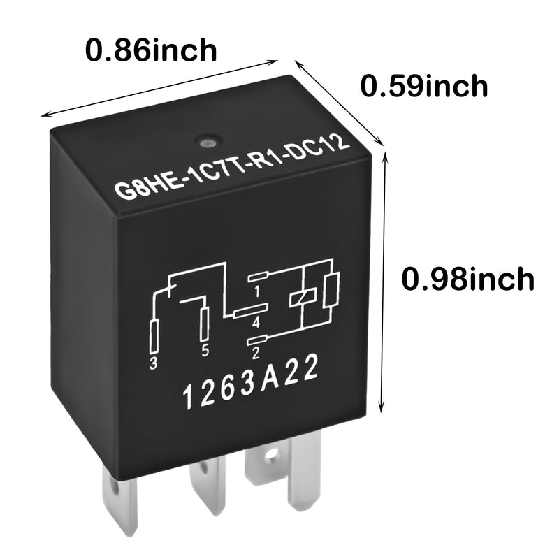 Relay G8HE-1C7T-R1-DC12 (Set of 4), 12VDC 5Pins Plug-in Installation Automotive Relay - OEM Replacement, SPDT