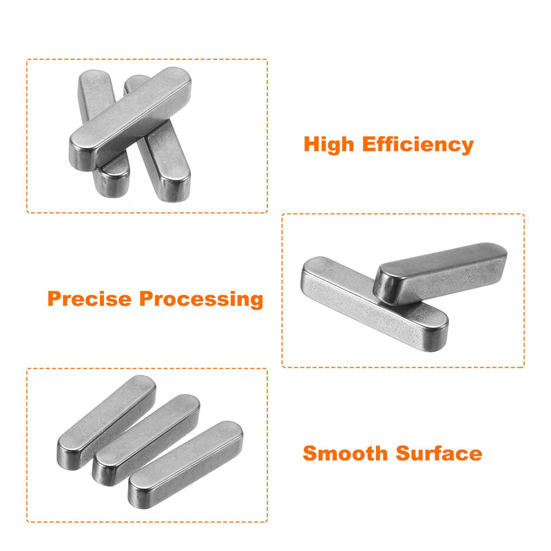 uxcell 10Pcs Round Ended Feather Key, 5 x 5 x 25mm Stainless Steel Parallel Drive Shaft Key Stock for Shaft Type Fastening Connection 5x5x25mm