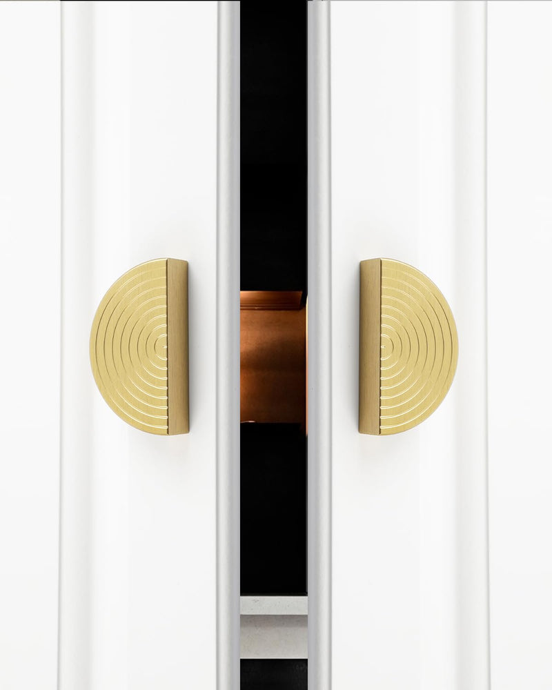 BaiNong 4 Pack Gold Drawer Pulls 3" Cabinet Handles Traditional Retro | Cabinet Pull 2.52" Hole Center for Kitchen Cupboard Bathroom Dresser Cabinet Hardware Handles 4 Pack 3" Semicircle