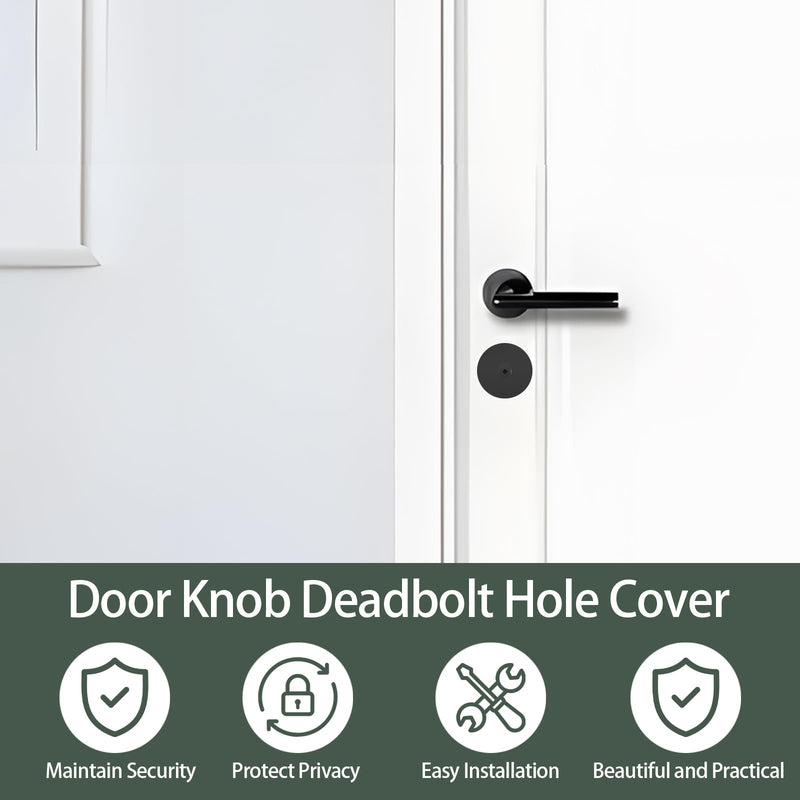 Door Hole Cover Plate,2-5/8" Diameter Round Deadbolt Cover Plate,Matte Black Door Knob Hole Cover Plate Door Hole Filler Plate for Home Security-2 Pack