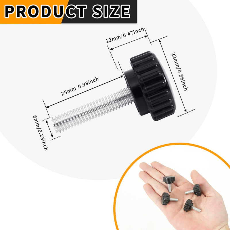 6 Pcs M6 x 25mm Metric Male Thread Knurled Clamping Knobs Grip Thumb Screw on Type Plastic Threaded Hand Bolt Knobs Black 6 - NewNest Australia