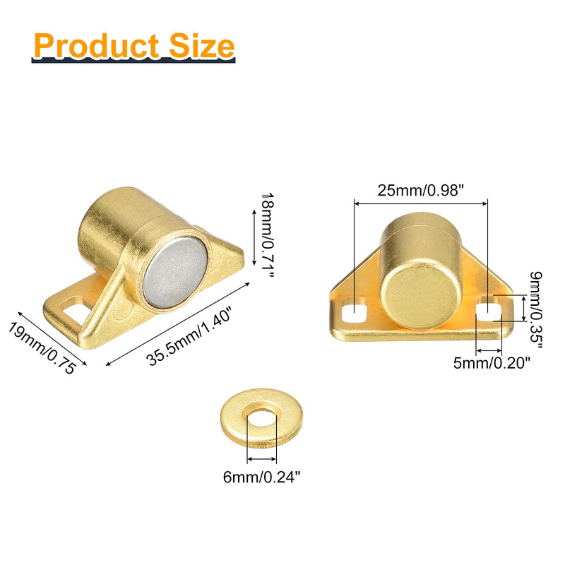 uxcell 8 Set Magnetic Cabinet Door Catch Zinc Alloy Magnet Cabinet Latch Closure Hardware for Kitchen Cupboard Closet Furniture Doors, Gold