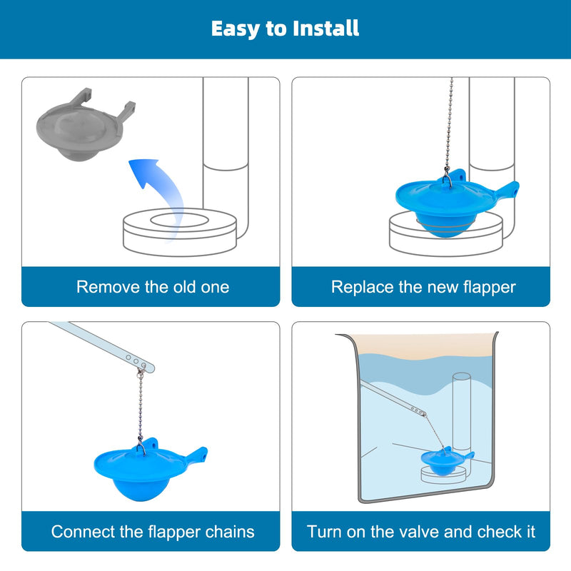 Hibbent 2 Pack Toilet Flapper Replacement, Compatible with Gerber 99-788, 3 Inch Flapper Replacement Water Conserving, High Performance, Easy to Install- Blue Color