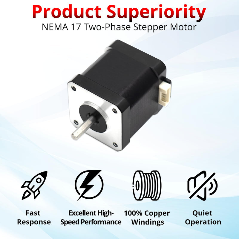 HXH Nema 17 Stepper Motor 1.8° 2.0A 3.4V, 420mN.m (59.5oz·in) Holding Torque 40mm Body,42 Two-Phase Hybrid Stepper Motor with 39.4Inch Cable for 3D Printer & CNC Engraver(3PCS) 17-40