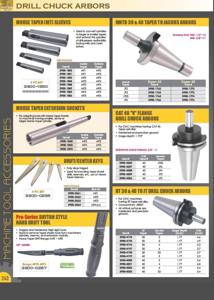 HHIP 3700-0150 Morse Taper Arbor, MT2 to JT6 Arbor Taper to Chuck