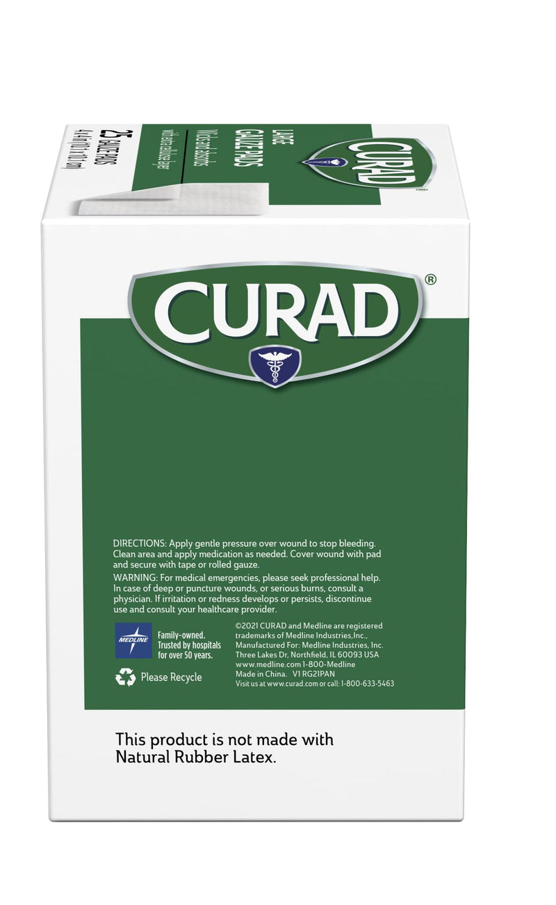 Curad Pro-Gauze Sterile Pads, 4" x, 4", 25 Count (Packaging May Vary)