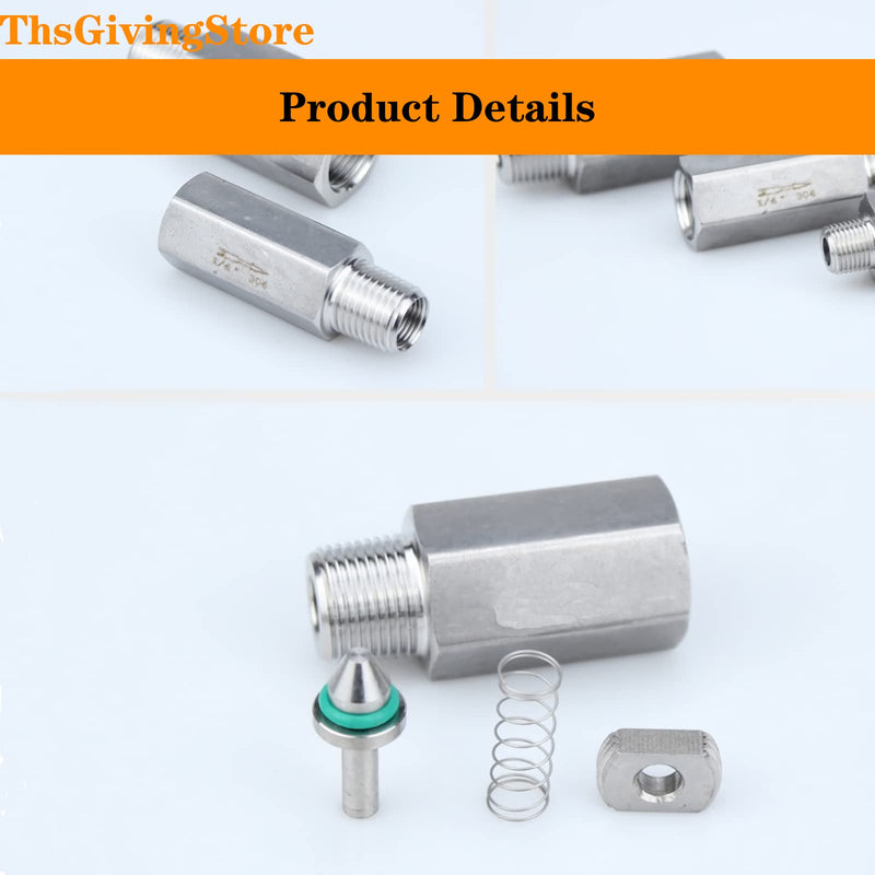1/4 Inch NPT Female to Male Thread 304 Stainless Steel Check Valve One Way Non-Return Valve for Water Oil Gas Check Valve 1PCS Inner to Outer