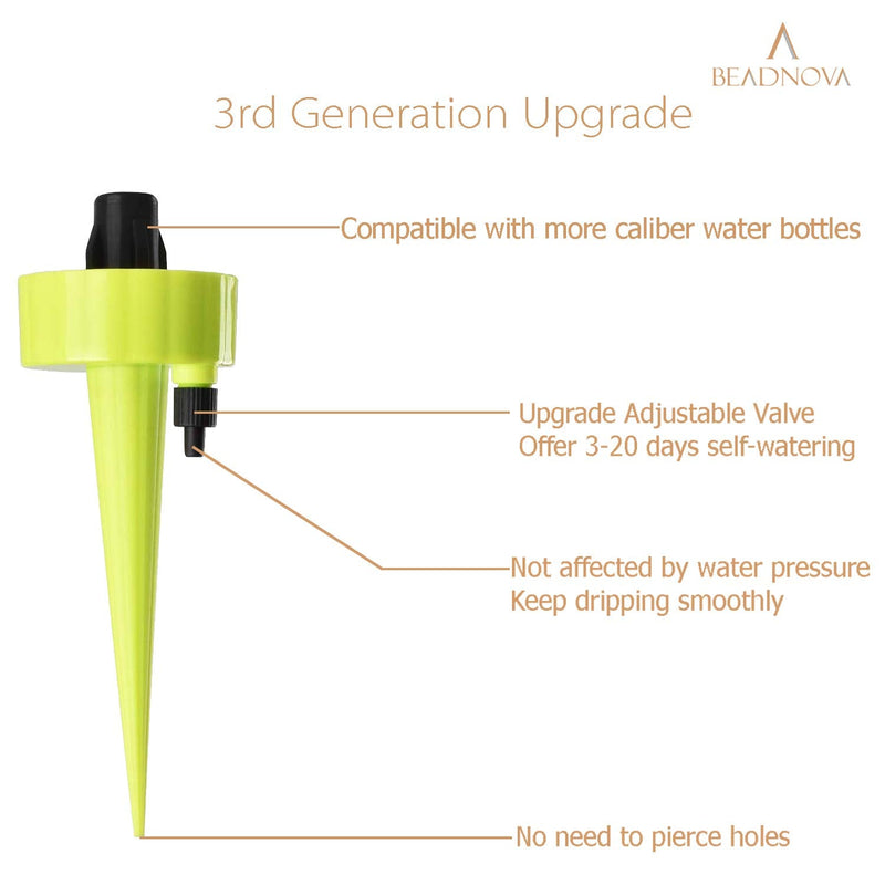 BEADNOVA Plant Self Watering Spikes Automatic Irrigation Equipment Adjustable Self Watering Spikes for Plants with Slow Release Control Valve (Orange Blue Green, 6pcs)
