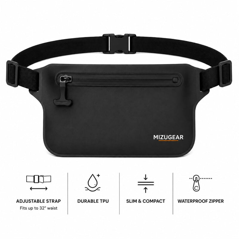 Waterproof Fanny Pack – Submersible Waist Bag for Swimming, Snorkeling, SUP & Beach | Keeps Phone & Keys Dry | Fits Waists Up to 32"