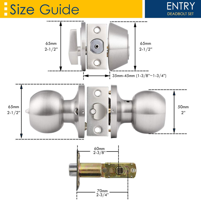 home improvement direct 3 Pack Keyed Alike Entry Door Knobs and Single Cylinder Deadbolt Lock Combo Set Security for Entrance and Front Door with Classic Satin Nickel Finish Satin Nickle