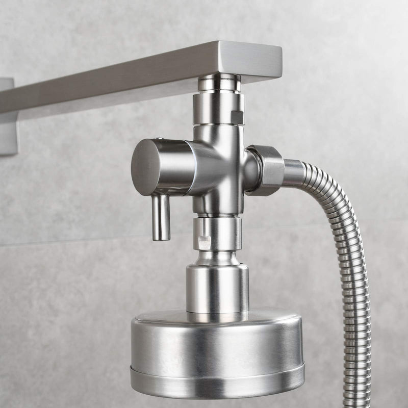 Shower Flow Control Valve G1/2" Brass 3 Way Shower Diverter Valve for Hand Shower and Shower Arm, Brushed Nickel, DSF007NA