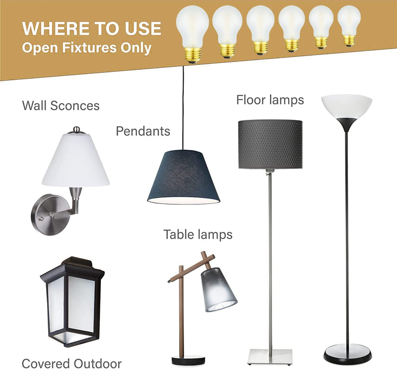 Frosted E26 Edison Bulb A15 Light Bulb 6W Equal 60 watt Light Bulb Dimmable AC120V Warm 2700K E26 Led Bulb for Pendant,Chandeliers,Vanity,Wall sconces Edison Light Bulbs 60 Watt 600lm 6Pack 6w=60w Warm White 2700k