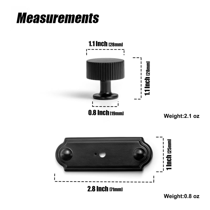 Goo-Ki Black Zinc Alloy Cabinet Knob with Backplate - Single Hole Center Cabinet Pull Hardware for Bedroom, Kitchen, 2 Pack（9596-C）