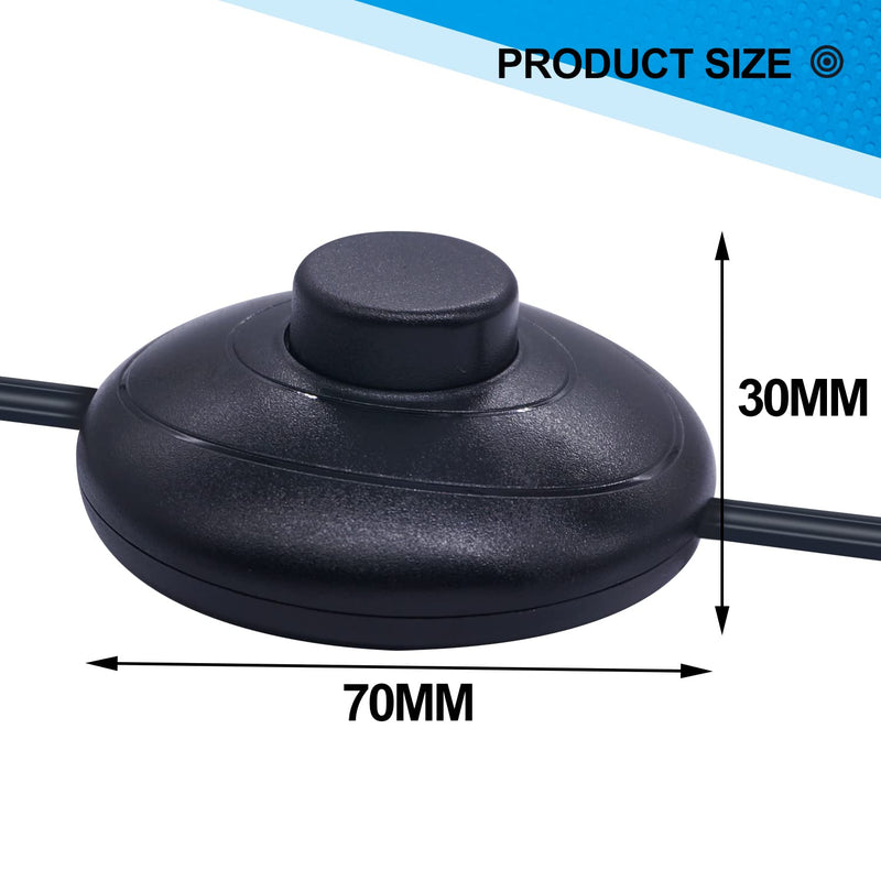 Twidec/Foot Switch Floor Black Foot Pedal Push Switch Round Inline Lamp Light On-Off Control Foot Switch 3A 125VAC with 5.9FT 16AWG 2-Prong Polarized Extension Cord N-012-1.8MX