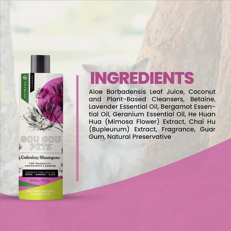 Holistic Natural Derived Calming Pet Shampoo for Anxiety: Veterinarian Recommended: Providing Stress Relief for Dogs, Cats and Horses - Made in USA - 16 oz Calming, Lavender, Bergamot, Geranium - PawsPlanet Australia