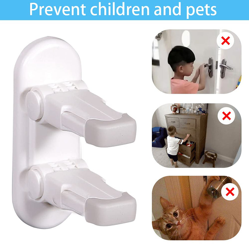 Improved Childproof Door Lever Lock（2 Pack）Prevents Toddlers from Opening Doors. Durable ABS with Adhesive Backing. Simple Install, No Tools Needed 2