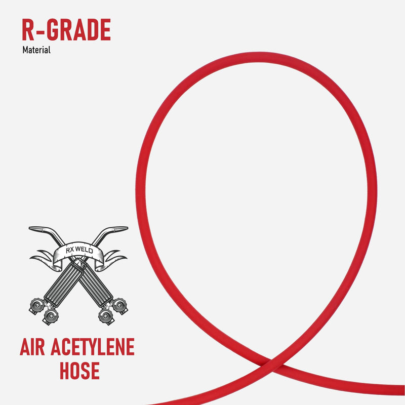 RX WELD RX WELD Air Acetylene Torch Hose, 15 Feet A Size | 3/8"-24 LH Thread, for AR-B/AR-MC Regulators
