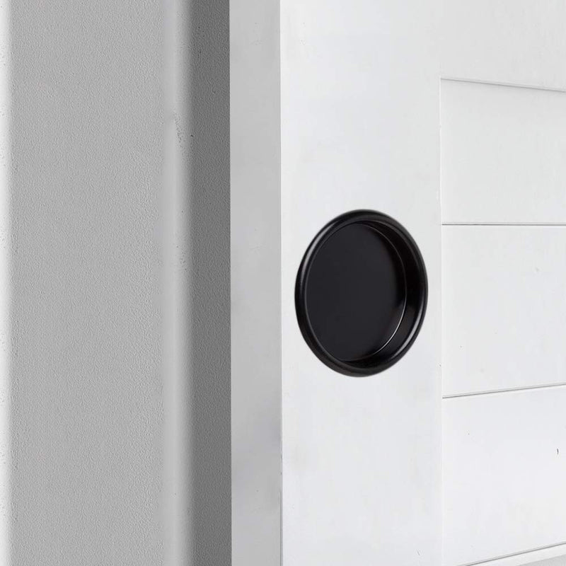 4PCS Closet Door Finger Pull 2-1/8", Easy Snap-in Circular Black Closet Door Pulls, No Nails Needed, Perfect for Pocket Door, Sliding Door, Bi-Pass Door, Cabinet Door