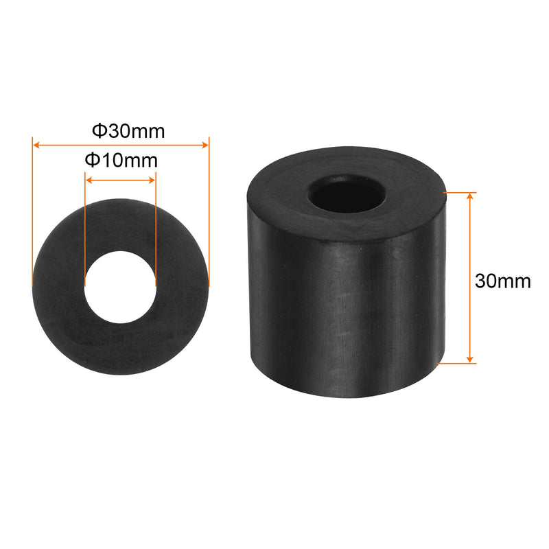 HARFINGTON 8pcs Rubber Spacer 1.2 Inch OD 0.4 Inch ID 1.2 Inch Thick Neoprene Round Anti Vibration Isolation Pads Isolator Rubber Washers Bushings for Home Cars Boat Accessories, Black 10mm x 30mm x 30mm