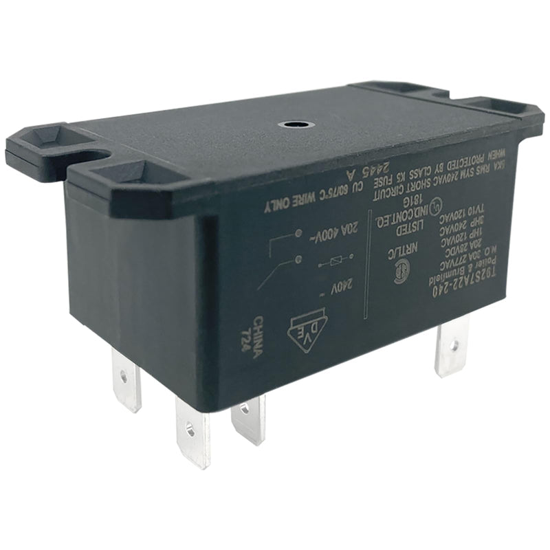 T92S7A22-240 Power Relay (2-Pack), 6-Pin DPST-NO 30A 240VAC Compatible with RV Rooftop AC, Heat Pumps & HVAC Systems, Mechanical Replacement for Blower Motor & Compressor Control 2