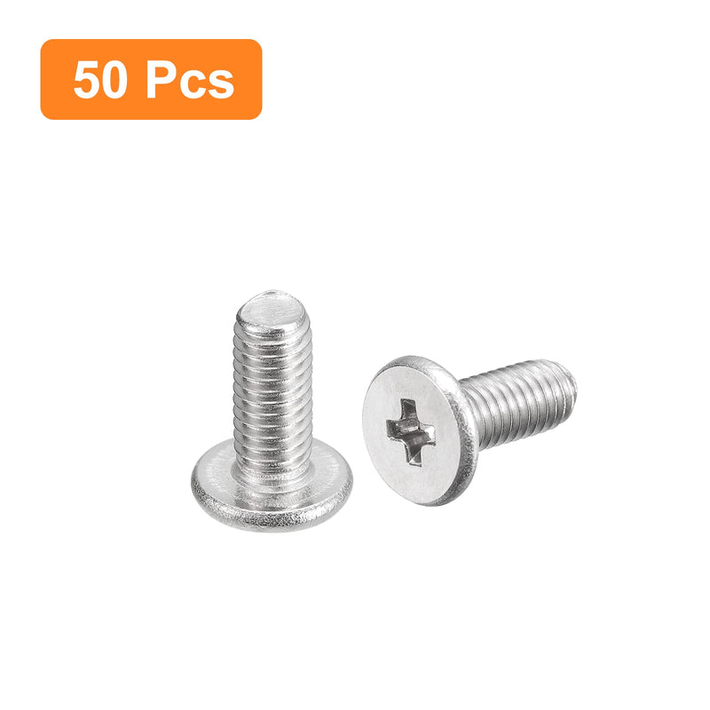 uxcell M3-0.5 x 8mm 50Pcs Flat Round Head Screws 304 Stainless Steel Phillips Drive Machine Screws Hardware Fastener for Furniture Connection