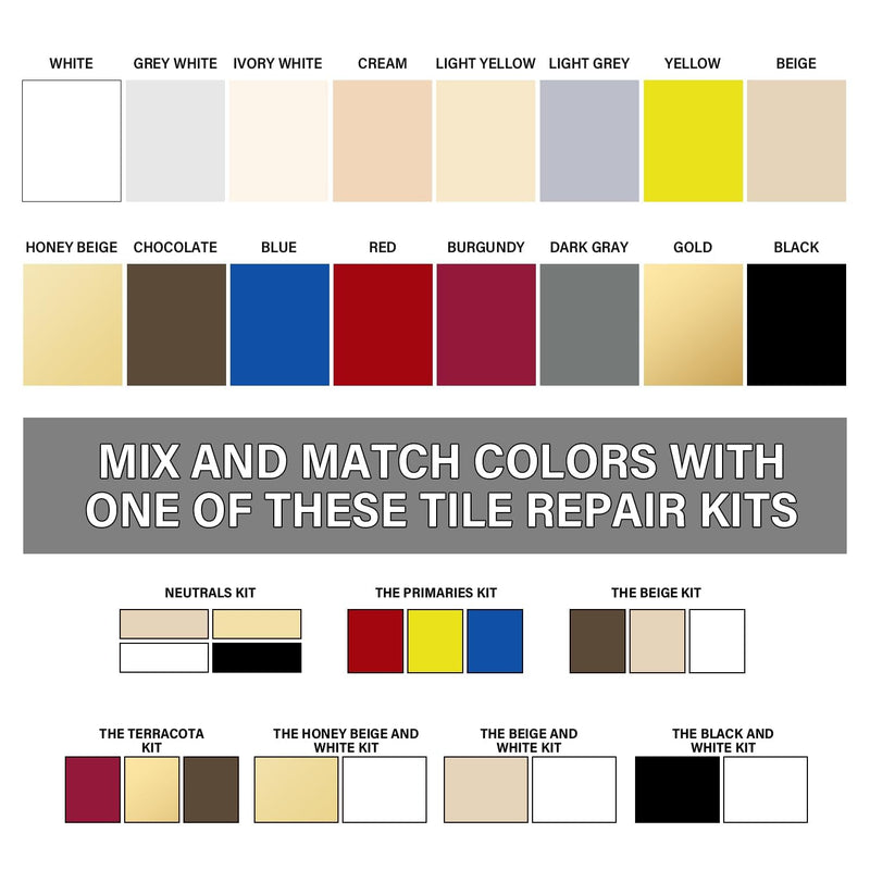 Tile Repair Kit, Ceramic Tile Chip Repair Kit(White), Floor Cracked Tile Repair Filler - Quickly Fix Tile Chips, Cracks with Super Strong Adhesion for Porcelain, Ceramic, Acrylic, Fiberglass, Enamel NO. 01 White