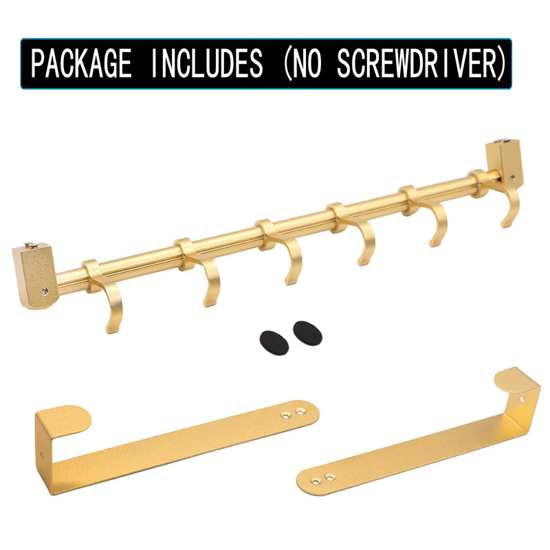 Over The Door Hooks Door Hanger, Moving 6-Hooks Over Door Coat Rack for Hanging, Aluminum Heavy Duty Door Organizer for Towel Robe Hat Bag, Behind Back of Door Bathroom (Gold) Gold