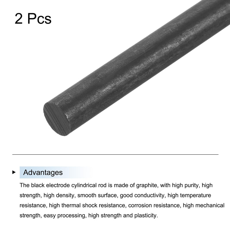 MECCANIXITY Graphite Rod, Graphite Stirring Rod Cylinder Stick Carbon Rod 305x12mm Black for Electrode, Melting Casting, Crucibles, Pack of 2