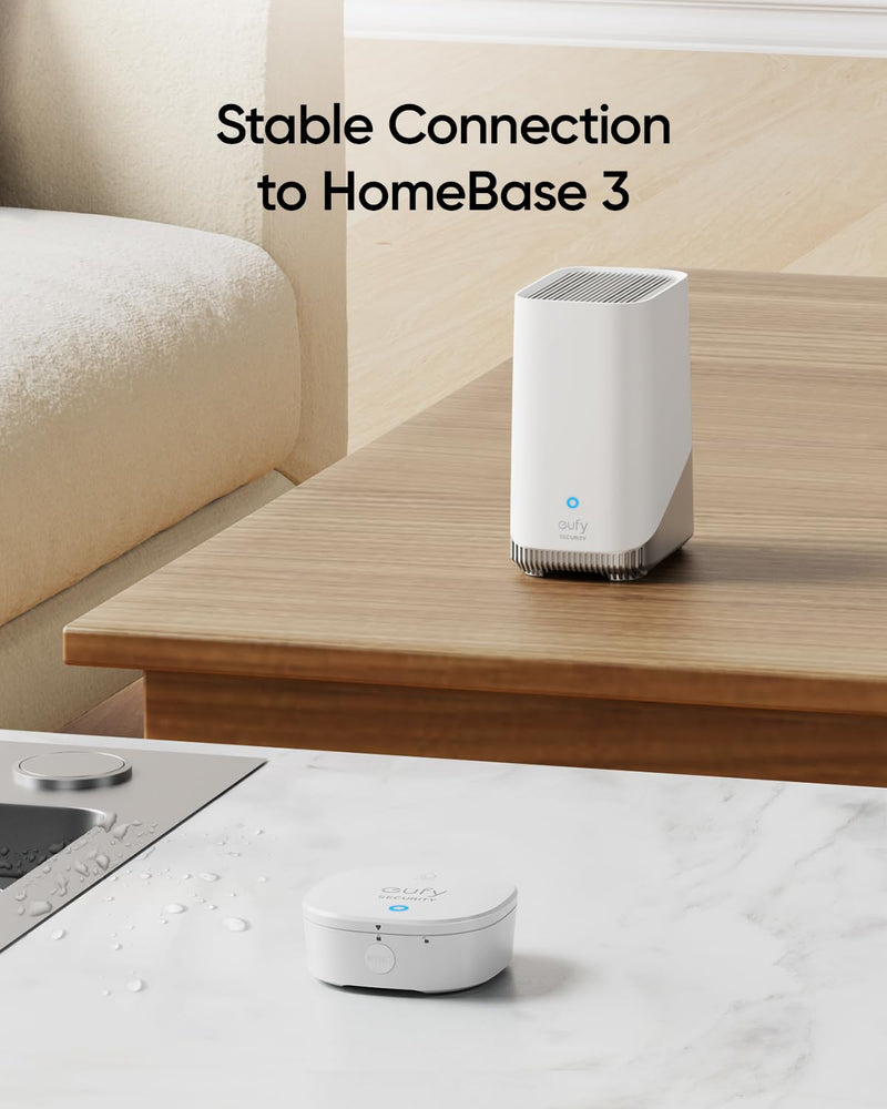 eufy Security Water and Freeze Sensor with Remote Alerts, IP65 Waterproof, 2-Year Battery Life, HomeBase Required, Compatible with HomeBase 2 and 3, Optional 24/7 Protection Service, App Control White