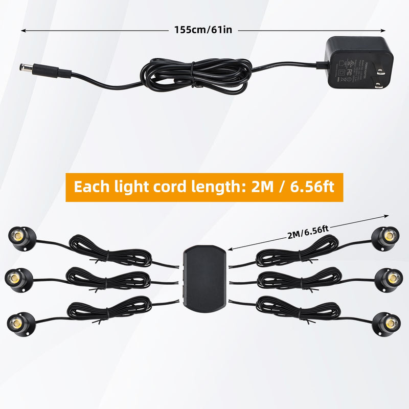 YaeCCC Dimmable LED Mini Spotlight Jewelry Showcase Display Lights Black Shell Surface Mount (Pack-6,Warm White 3000k) Pack-6,Warm White 3000k