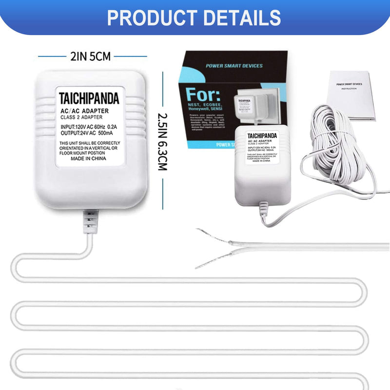 24 Volt Transformer, C Wire Adapter for Nest Honeywell Ecobee and Sensi Thermosta Doorbell Transformer for Nest Hello Doorbell and Any Doorbells Require 24V Power Supply