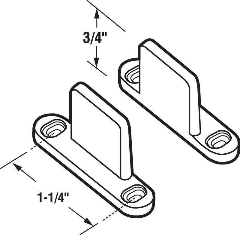 Prime-Line N 6567 Nylon, By-Pass Door Floor Guide (2 Pack) 2 Pack White