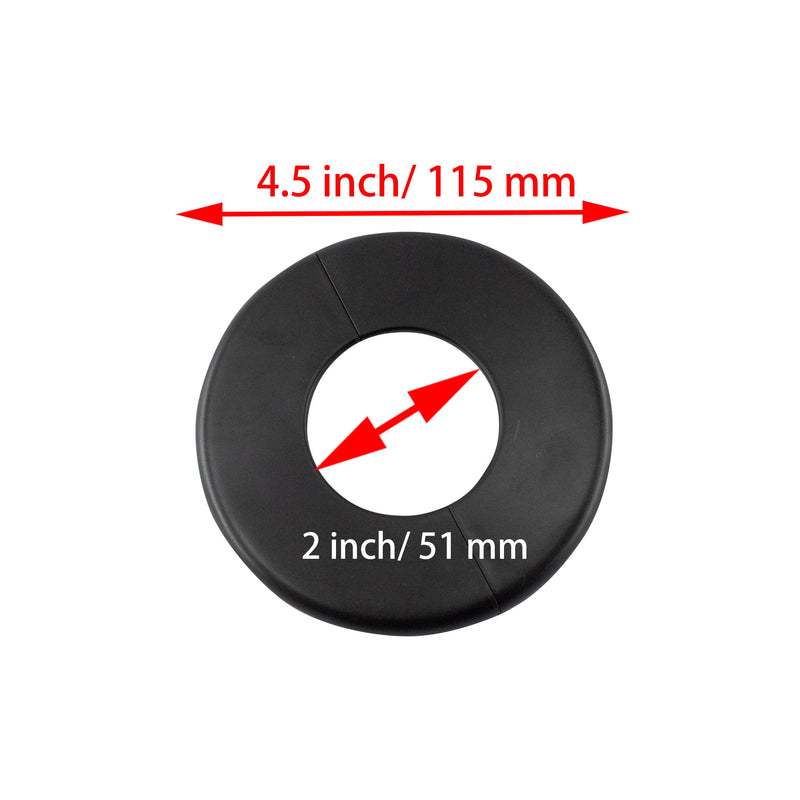 Wall Split Flange 51mm/2"Diameter, ABS Round Self-Adhesive Escutcheon Plate, Wall Hole Decoration Cover, Water Pipe Plate Cover, Black, 4PCS 4