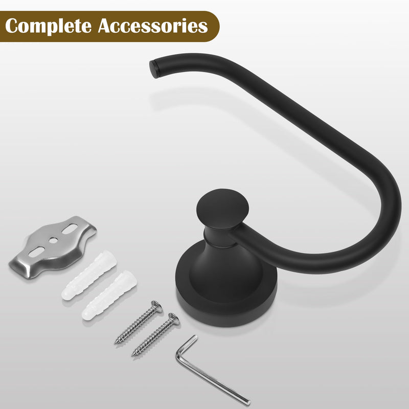 Black Toilet Paper Holder, Bathroom Toilet Tissue Roll Holder Hanger, Matte Black Towel Paper Holder for Bathroom, Wall Mount Bathroom Hardware Accessories