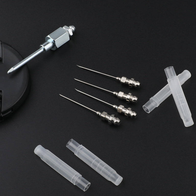5Pcs Grease Gun Needle Nozzle Kit,Include 4Pcs 1/8 Inch 18G NPT Threads Grease Gun Needle Tips and 1Pcs Narrow Grease Needle Dispenser for Injecting Grease into Small and Confined Spaces - NewNest Australia