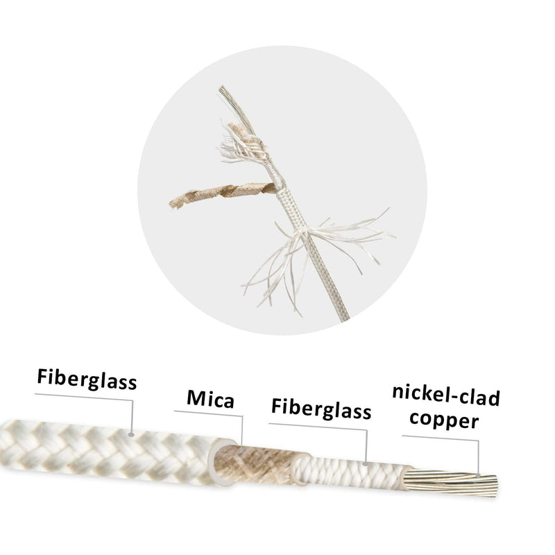 Bryne Mica High Temperature Wire -60~450 Degree C,Strands of Nickel plated copper wire,Insulation by Mica and Fiberglass,used in harsh environments (AWG12 10Ft) AWG12 10Ft