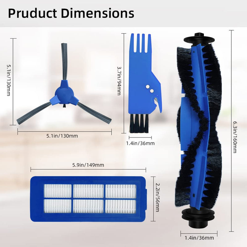 Spare Accessories Compatible with eufy 15C Max, G32 Pro, 11S Max, G30, 30C Max, G20 Hybrid Robotic Vacuum Cleaner Replacement Parts Include: 1 Roller Brush 6 Side Brushes 5 Unibody Filter NOT for 11S