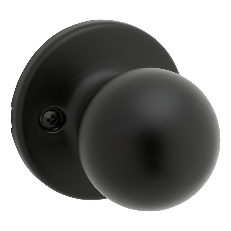 Kwikset Polo Interior Passage Door Knob, Handle for Closet and Hallway Doors, Non-Locking Doorknob in Matte Black, with Microban Protection 1 Pack