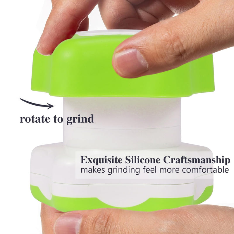 Johnbee Pill Crusher, Pill Grinder Fine Powder Extremely Fine. Storage Compartment. Pill Crushers for Elderly, Family and Pets. Silicone Edges. Grind Multiple Pills at Once - Cleaning Brush (Green) Green