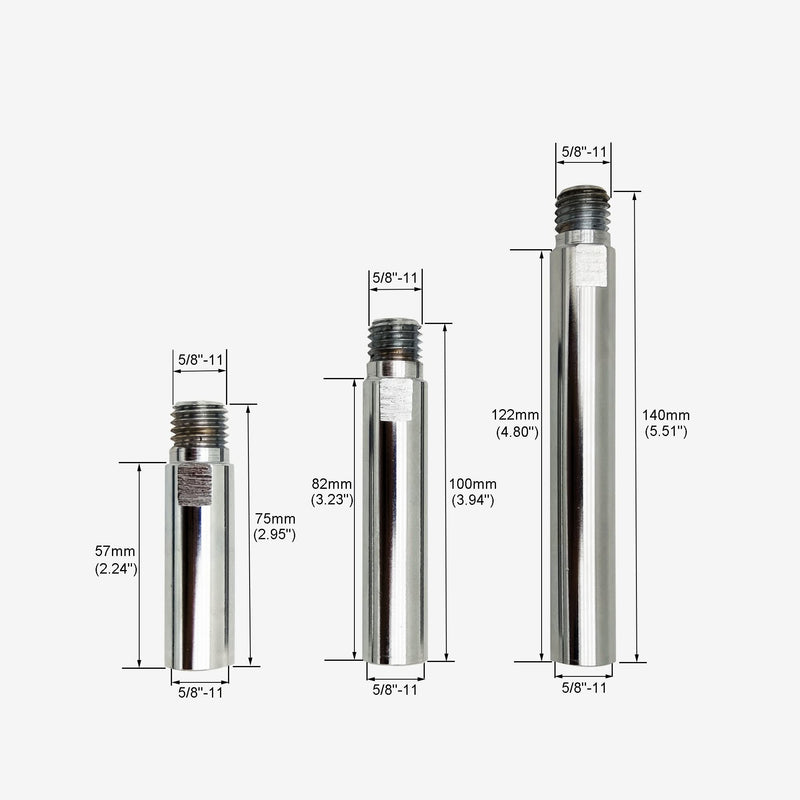 5/8"-11 Thread Angle Grinder Extension Shaft Set Connecting Rotary Rod Car Polishing Adapter of 3pcs, 3 inch, 3.9inch, 5.5inch