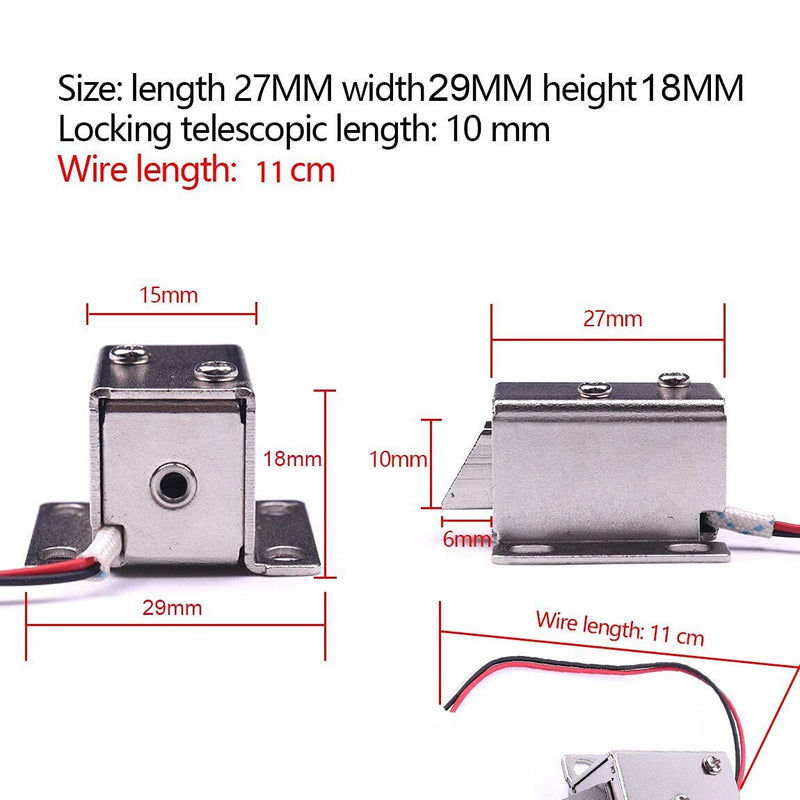 ATOPLEE Electromagnetic Solenoid Lock,4pcs Mini DC 12V 0.43A Door Drawer Tongue Down Slim Design Assembly Magnetic Lock for Cabinet Door Drawer,27X29X18mm 27X29X18mm,4pcs